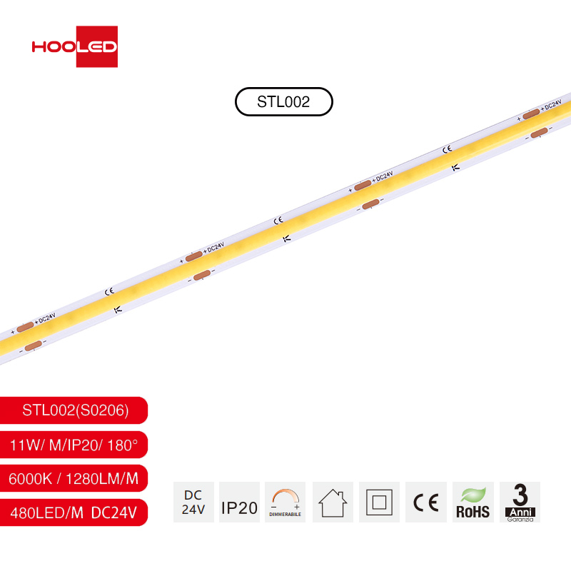 LED strip cob 24V 6000K 11W/m S0206 - HOOLED